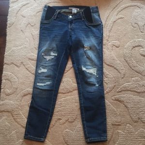 Liz Lange Maternity Ankle Skinny Jeans Distressed